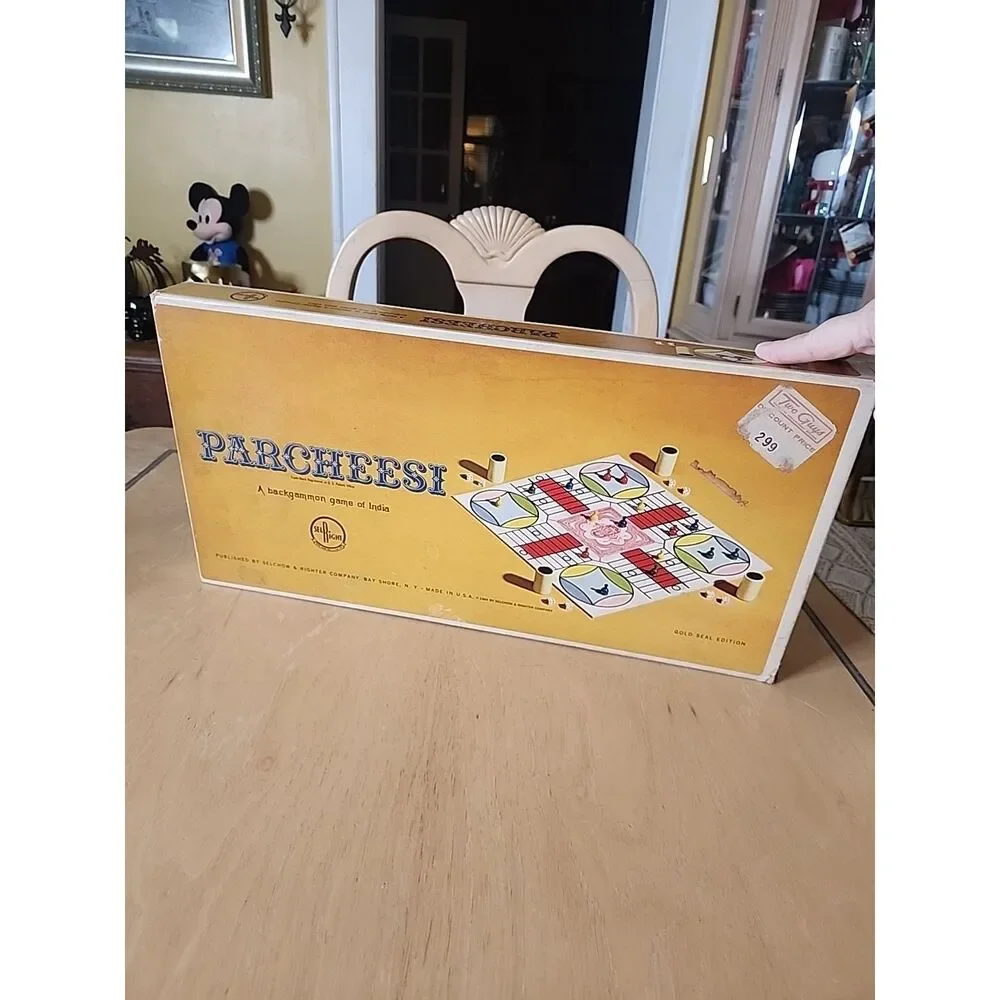 1964 Parcheesi Boardgame Gold Edition by Selchow & Righter Complete